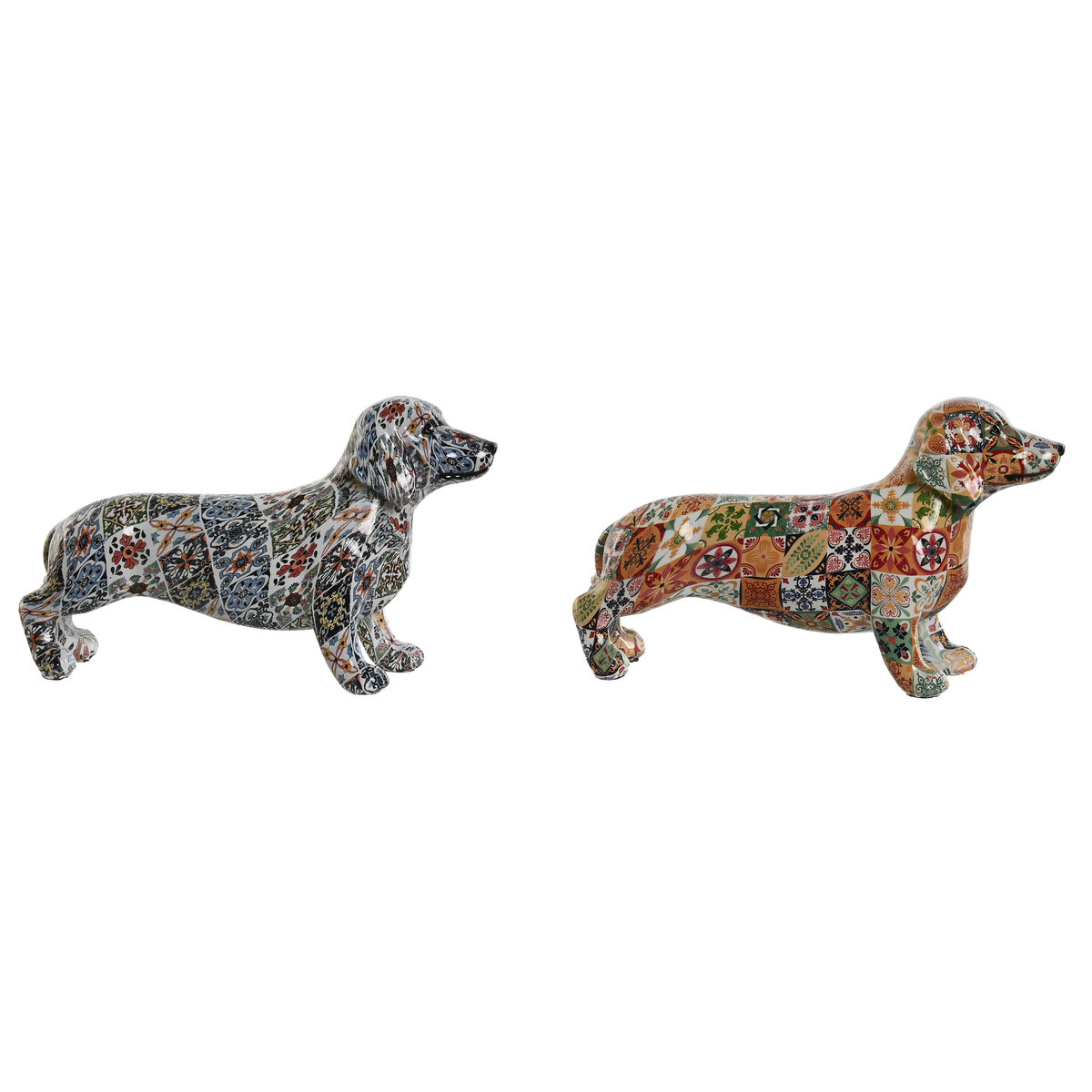 Prydnadsfigur Home ESPRIT Multicolour Hund Medelhavs 21 x 6 x 12 cm (2 antal)