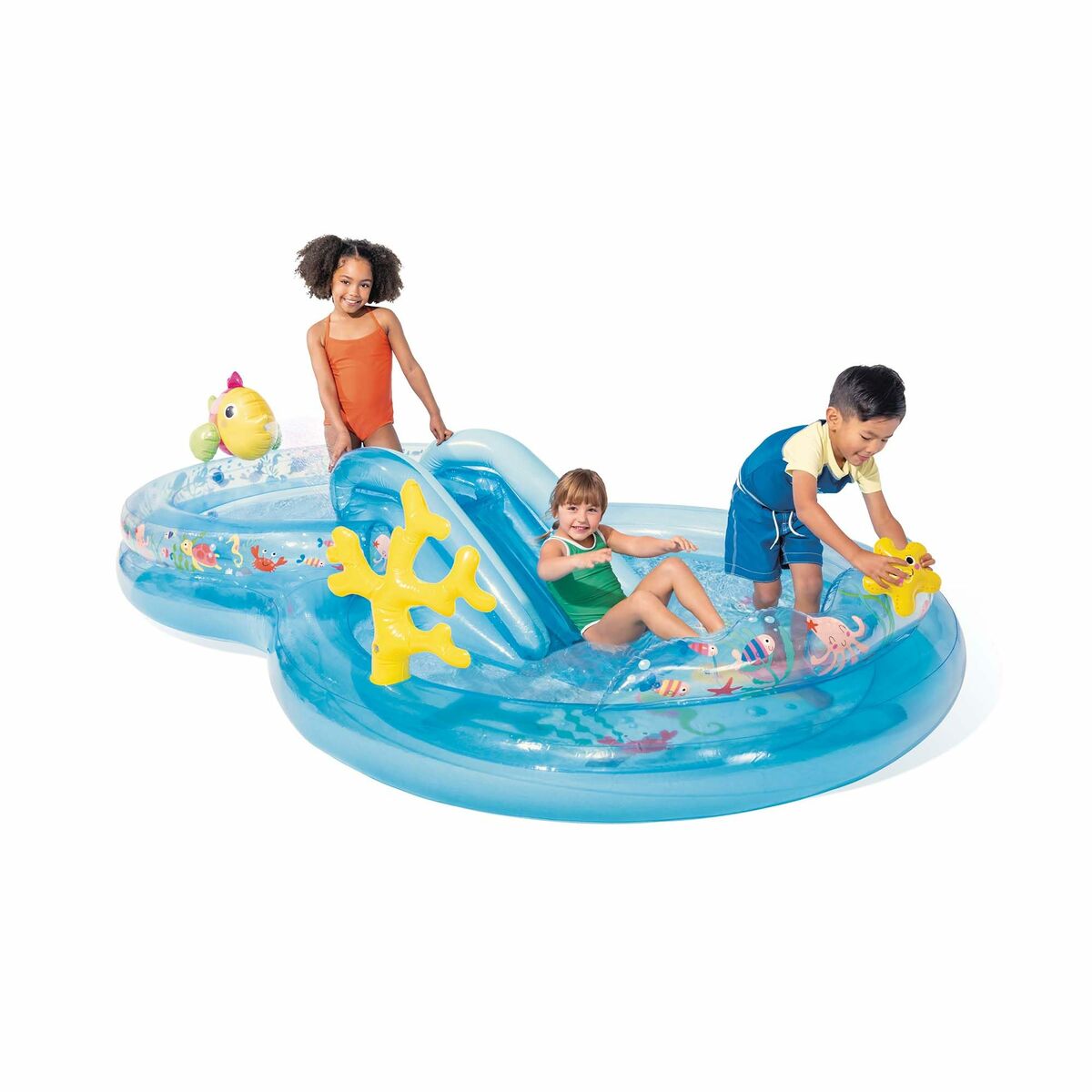 Uppblåsbar plaskpool för barn Intex 206 L 310 x 193 x 71 cm Havsblå - 4