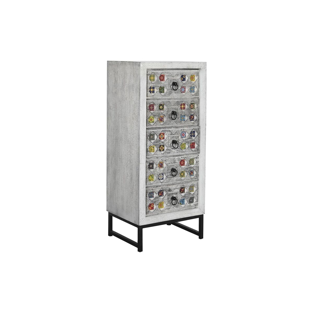 Byrå DKD Home Decor Vit Grå Keramik Mangoträ Indier 45 x 35 x 107 cm
