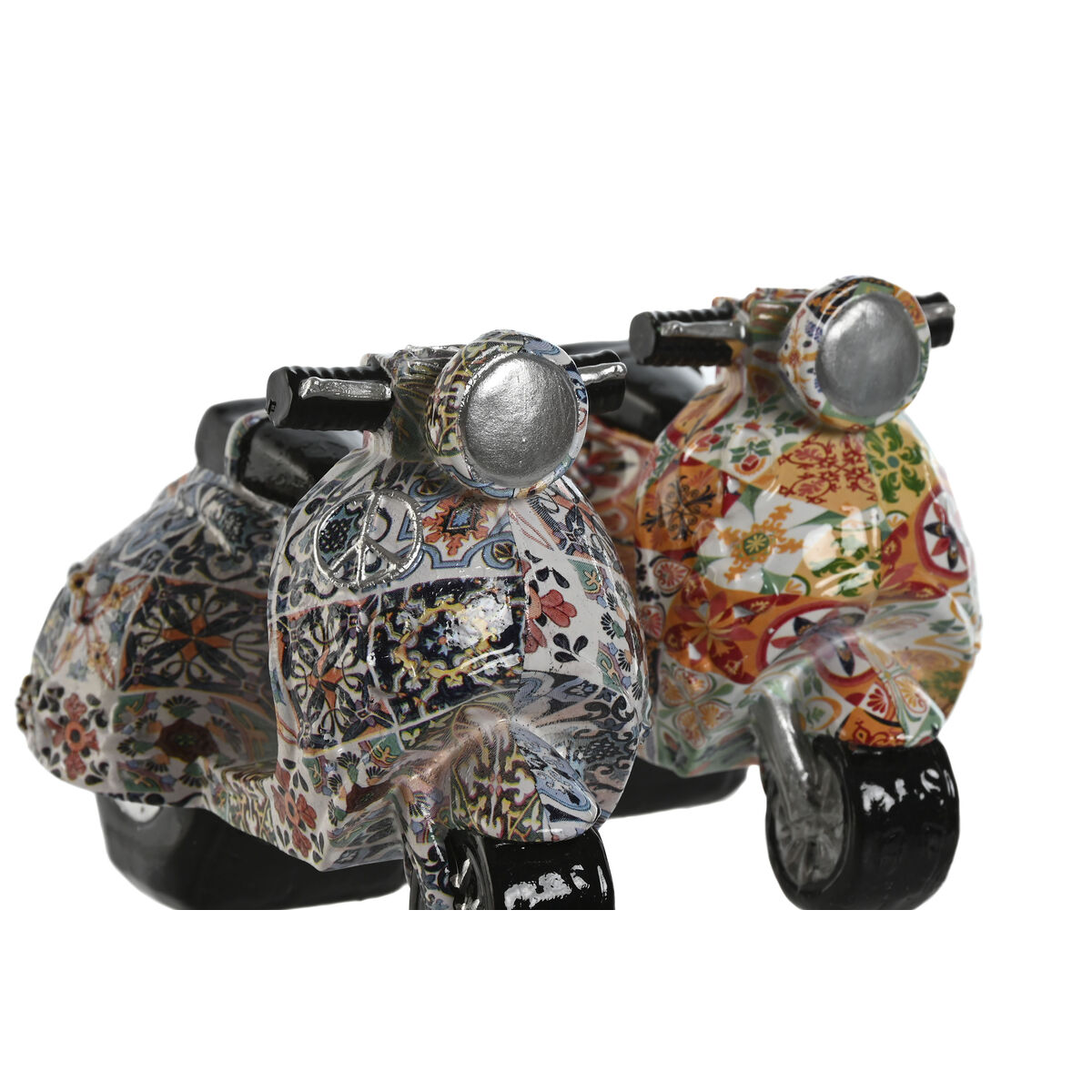 Prydnadsfigur Home ESPRIT Multicolour Medelhavs scooter 14 x 8 x 11 cm (2 antal) - 3