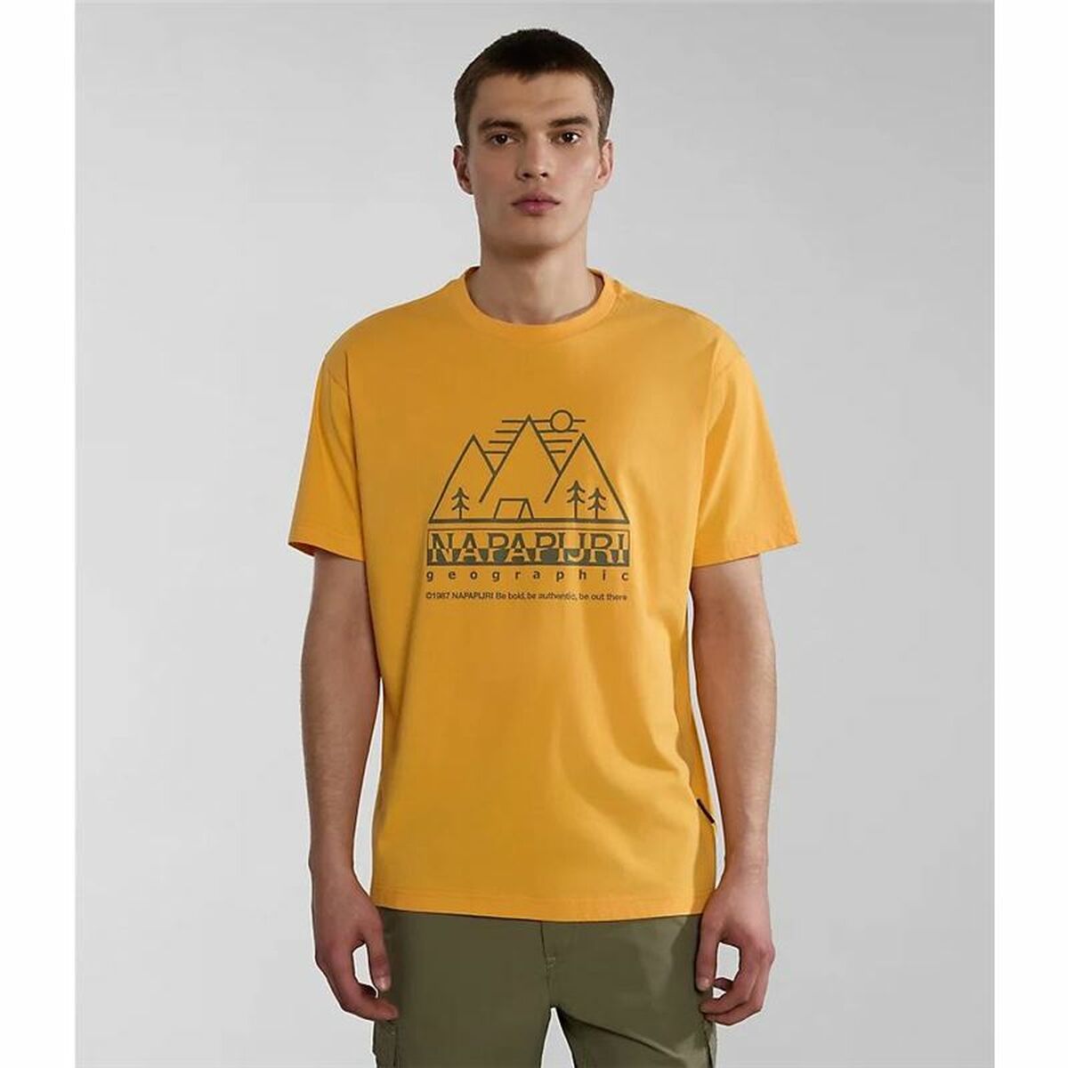 T-shirt med kortärm Herr Napapijri S-Faber Gyllene - 3