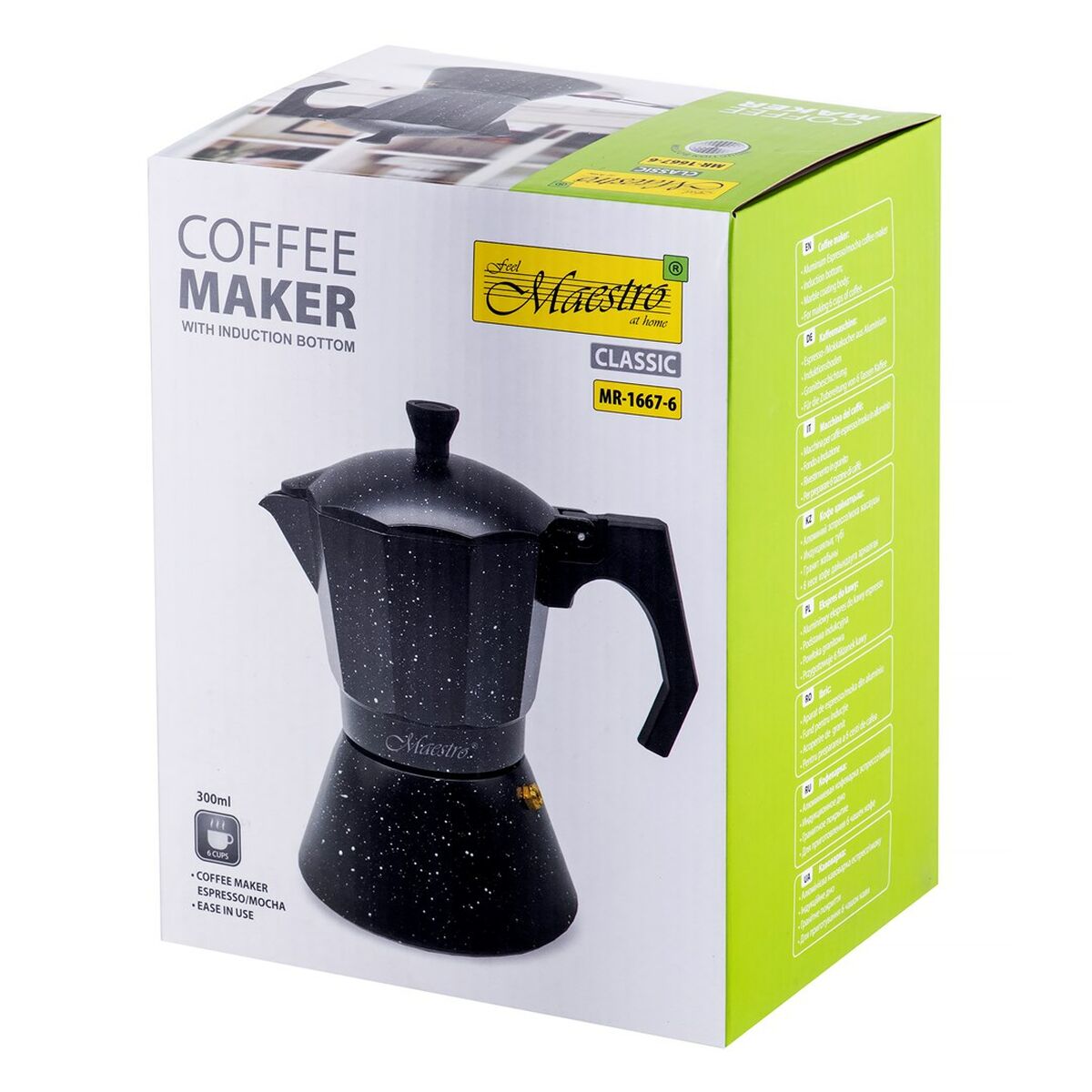Italiensk Kaffepanna Feel Maestro MR-1667-6 Svart Granit Aluminium 300 ml 6 Koppar - 2