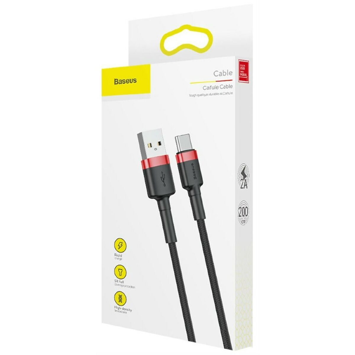 USB A till USB C Kabel Baseus Cafule Svart 2 m - 4