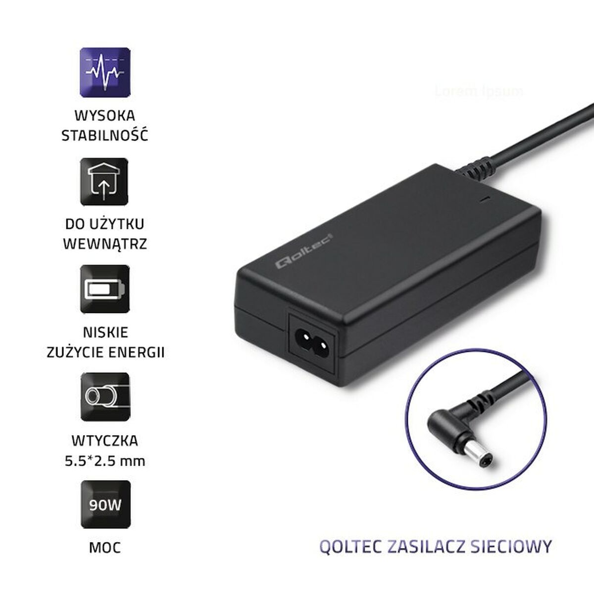 Laptopladdare Qoltec 50099.90W 90 W - 6