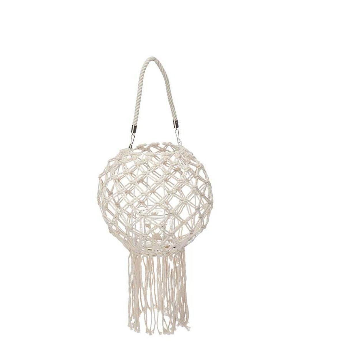 Lykta Gift Decor Vit Bomull Glas Makramé 26 x 66 x 26 cm (4 antal) - 2