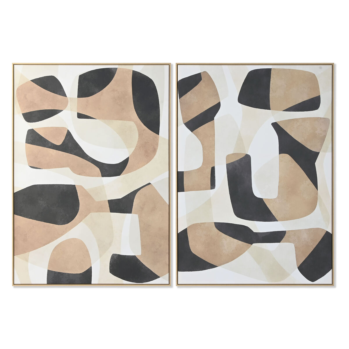 Kanvas Home ESPRIT Vit Brun Svart Beige Abstrakt Urban 100 x 4 x 140 cm (2 antal)