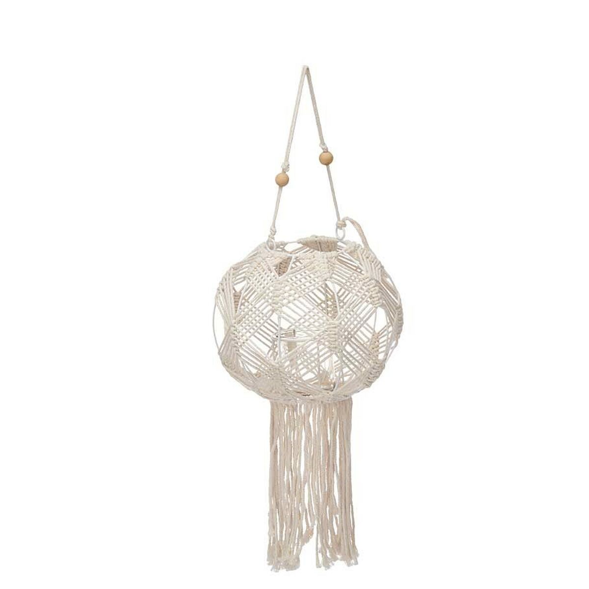 Lykta Gift Decor Vit Bomull Glas Makramé 23 x 24 x 23 cm (4 antal) - 2
