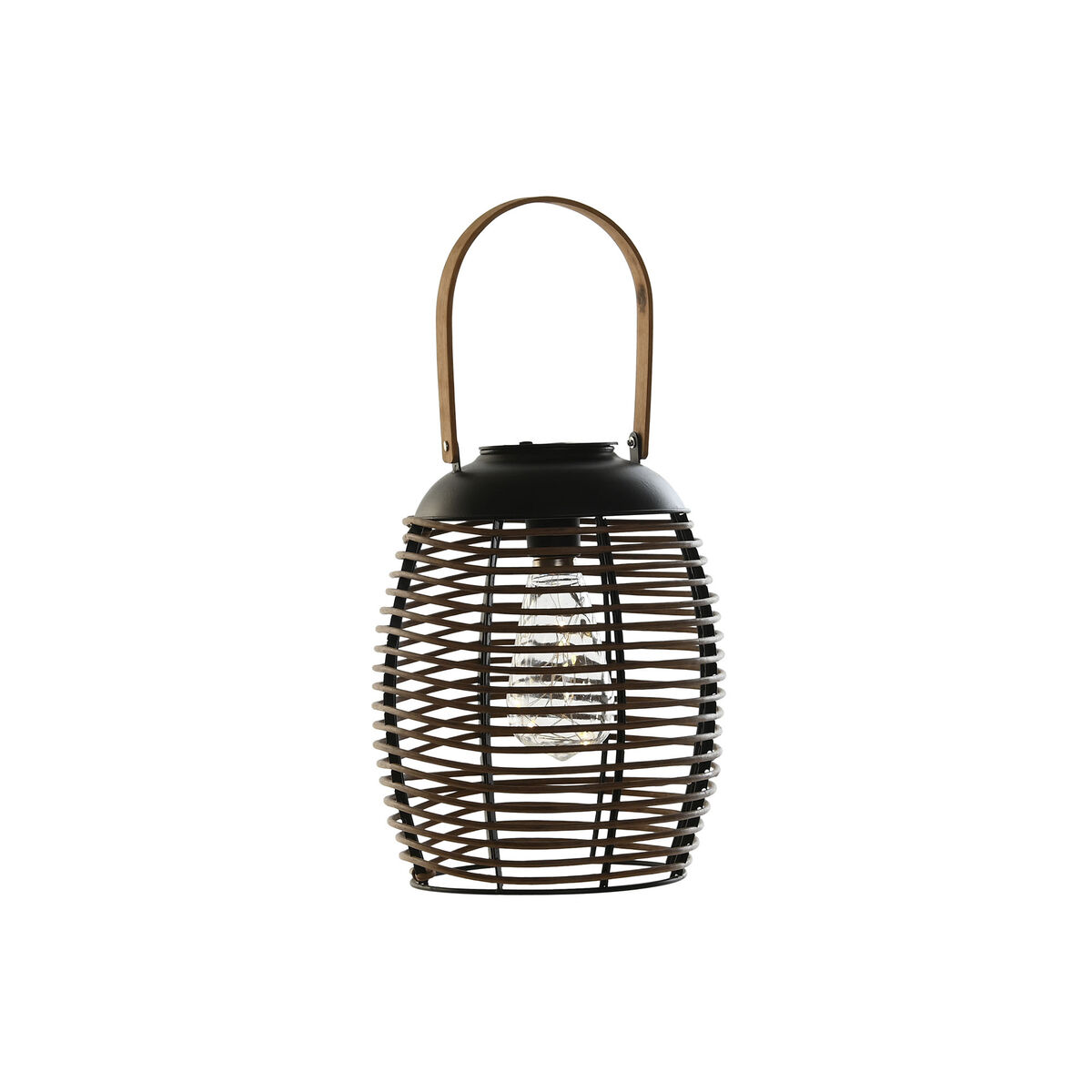 Solcellslampa DKD Home Decor Brun Svart Bambu Rattan 22 x 22 x 39 cm - 2