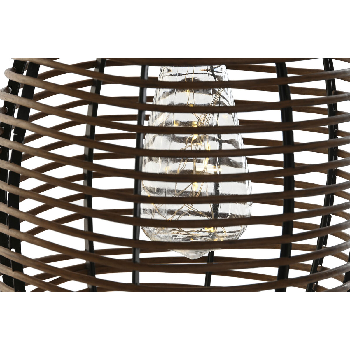 Solcellslampa DKD Home Decor Brun Svart Bambu Rattan 22 x 22 x 39 cm - 4