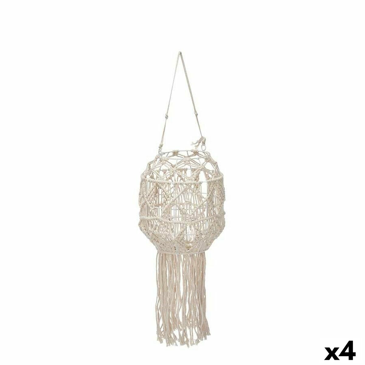 Lykta Gift Decor Vit Bomull Glas Makramé 24 x 90 x 24 cm (4 antal)