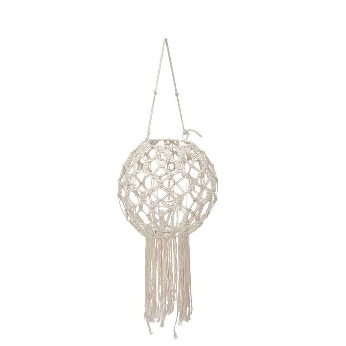 Lykta Gift Decor Vit Bomull Glas Makramé 25 x 27 x 25 cm (4 antal) - 2