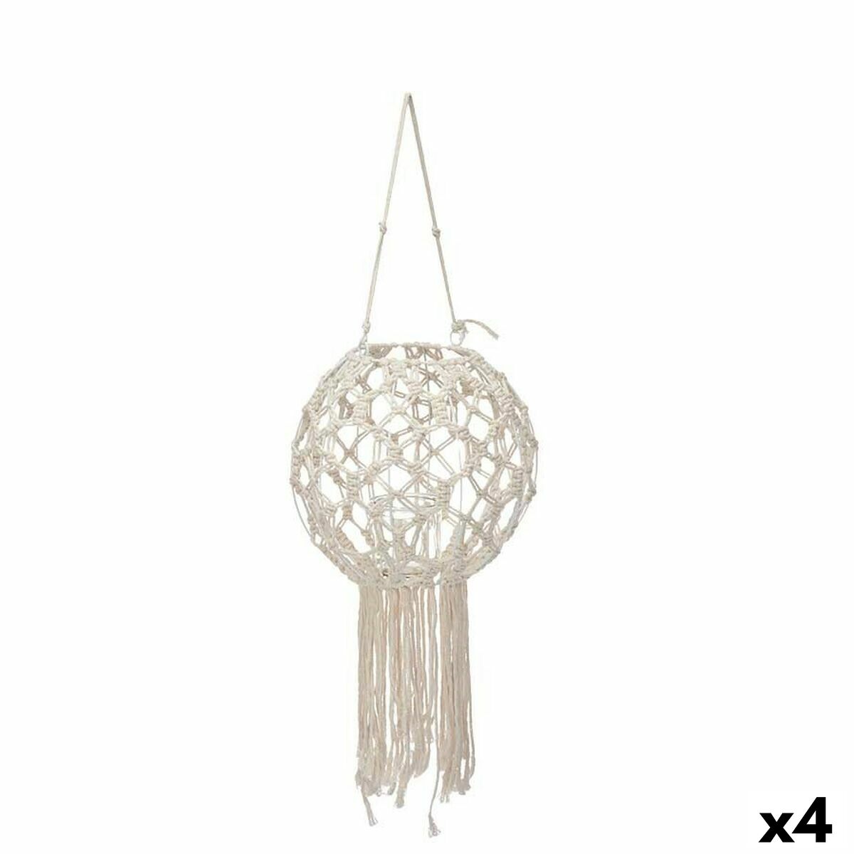 Lykta Gift Decor Vit Bomull Glas Makramé 25 x 27 x 25 cm (4 antal)