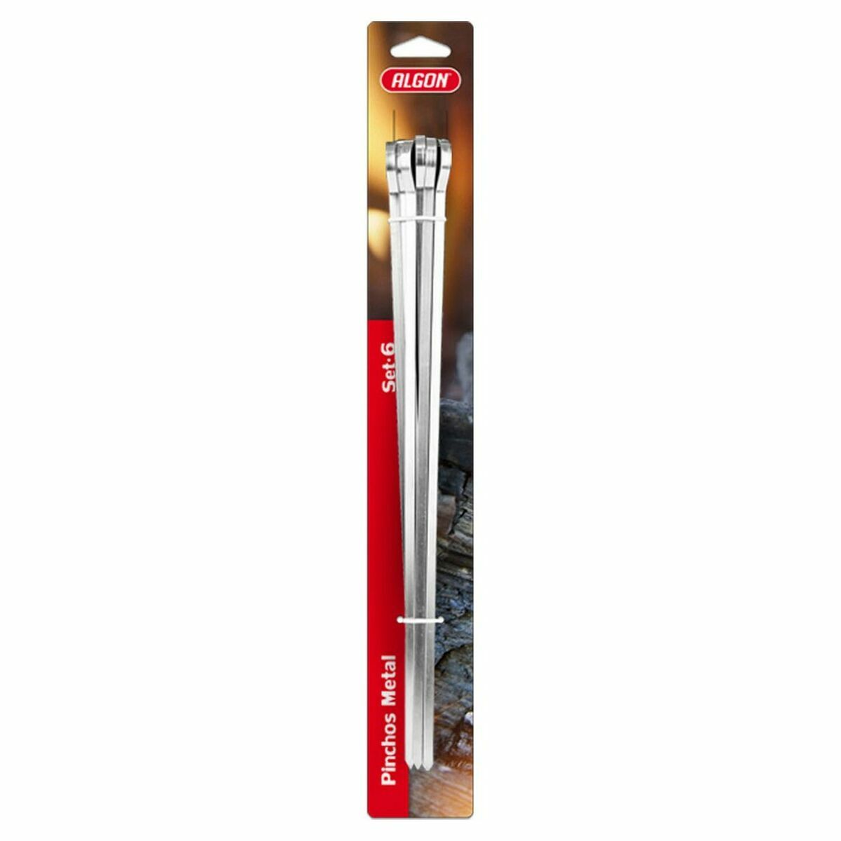 Set med grillspett för barbecue Algon Metall 6 Delar (24 antal) (33 cm x 6 mm) - 2