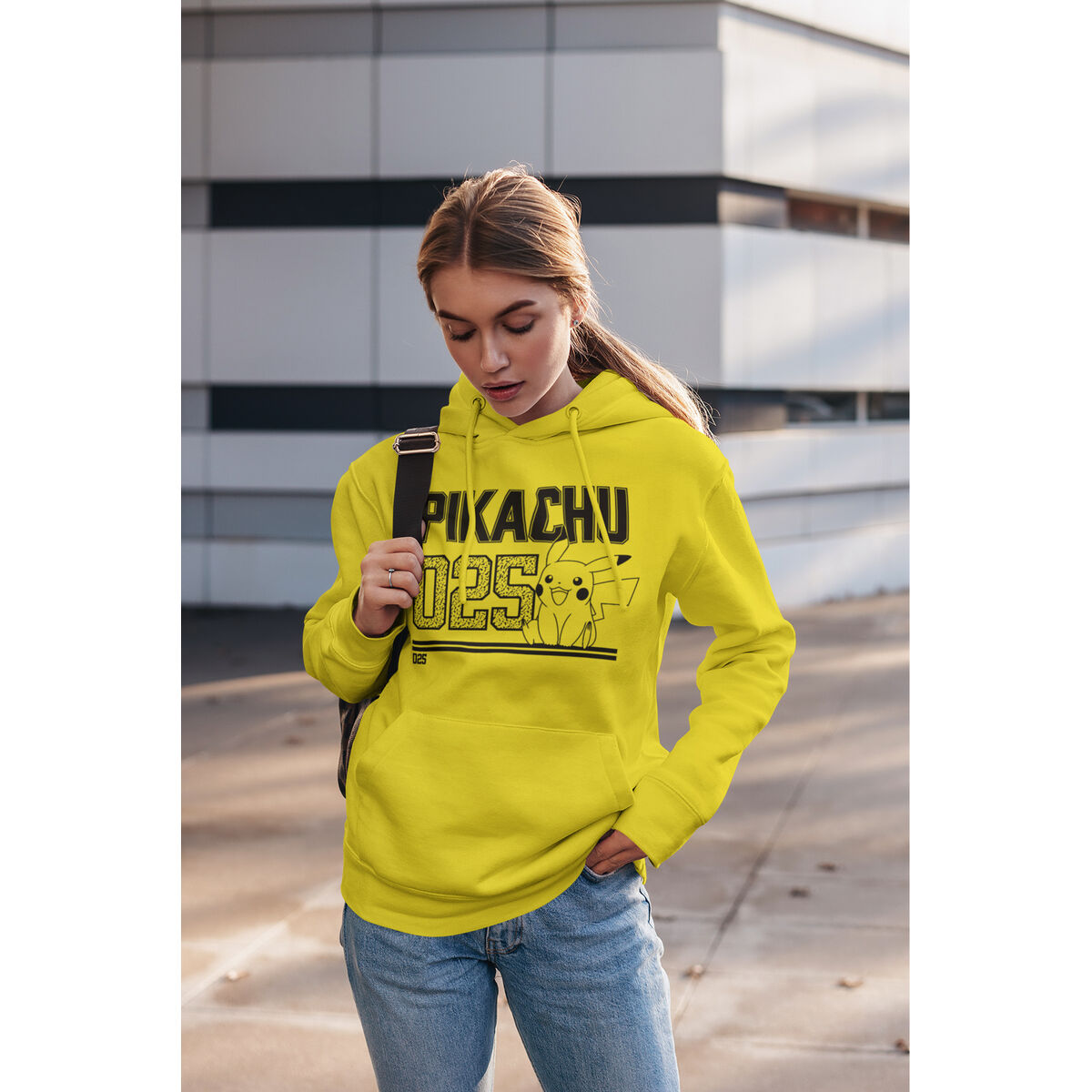 Tröja med huva Barn Pokémon Picachu Line Art Gul - 3