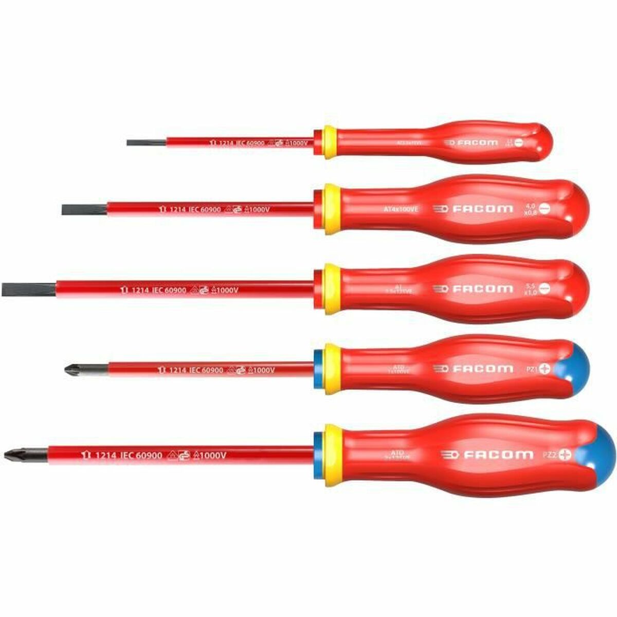 Skruvmejselset Facom Protwist Isolated 1000V AT5VE.PB Platt Pozidriv 5 Delar - 2