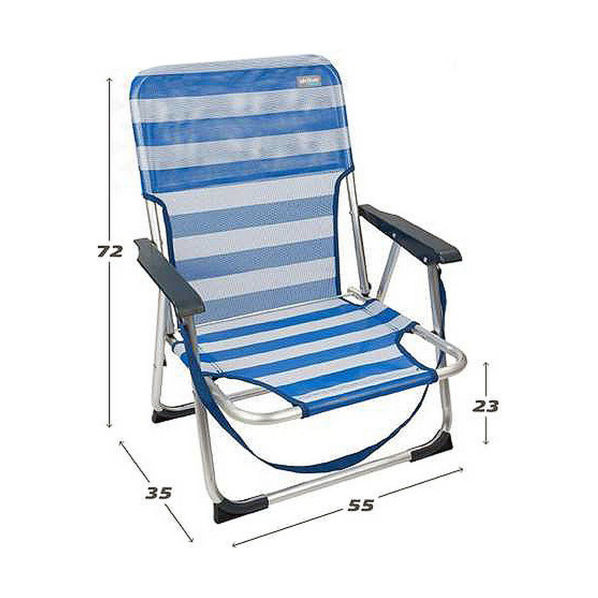 Strandstol Aktive Vit Marinblå 55 x 35 x 72 cm 44 x 35 x 72 cm - 3