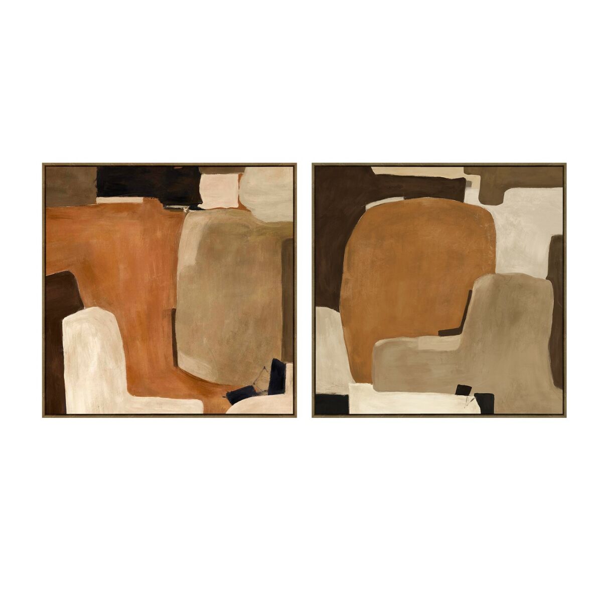 Kanvas Home ESPRIT Brun Beige Terrakota n Abstrakt Urban 100 x 4 x 100 cm (2 antal)