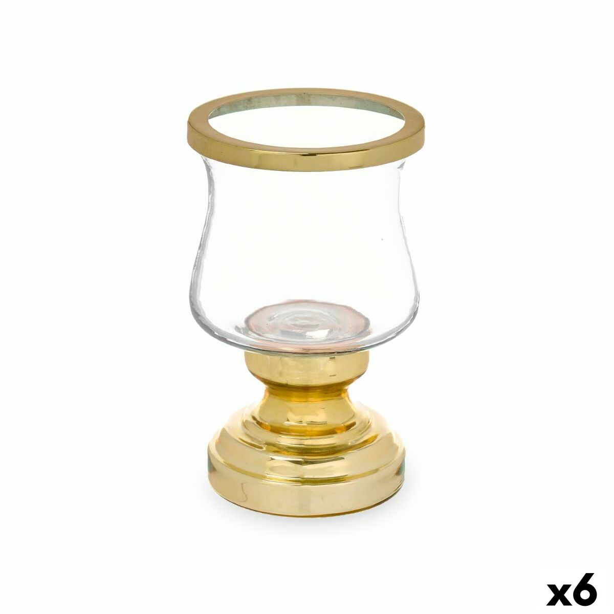 Ljusstakar Gift Decor Gyllene Glas Stål 12 x 19,5 x 12 cm Vinglas (6 antal)