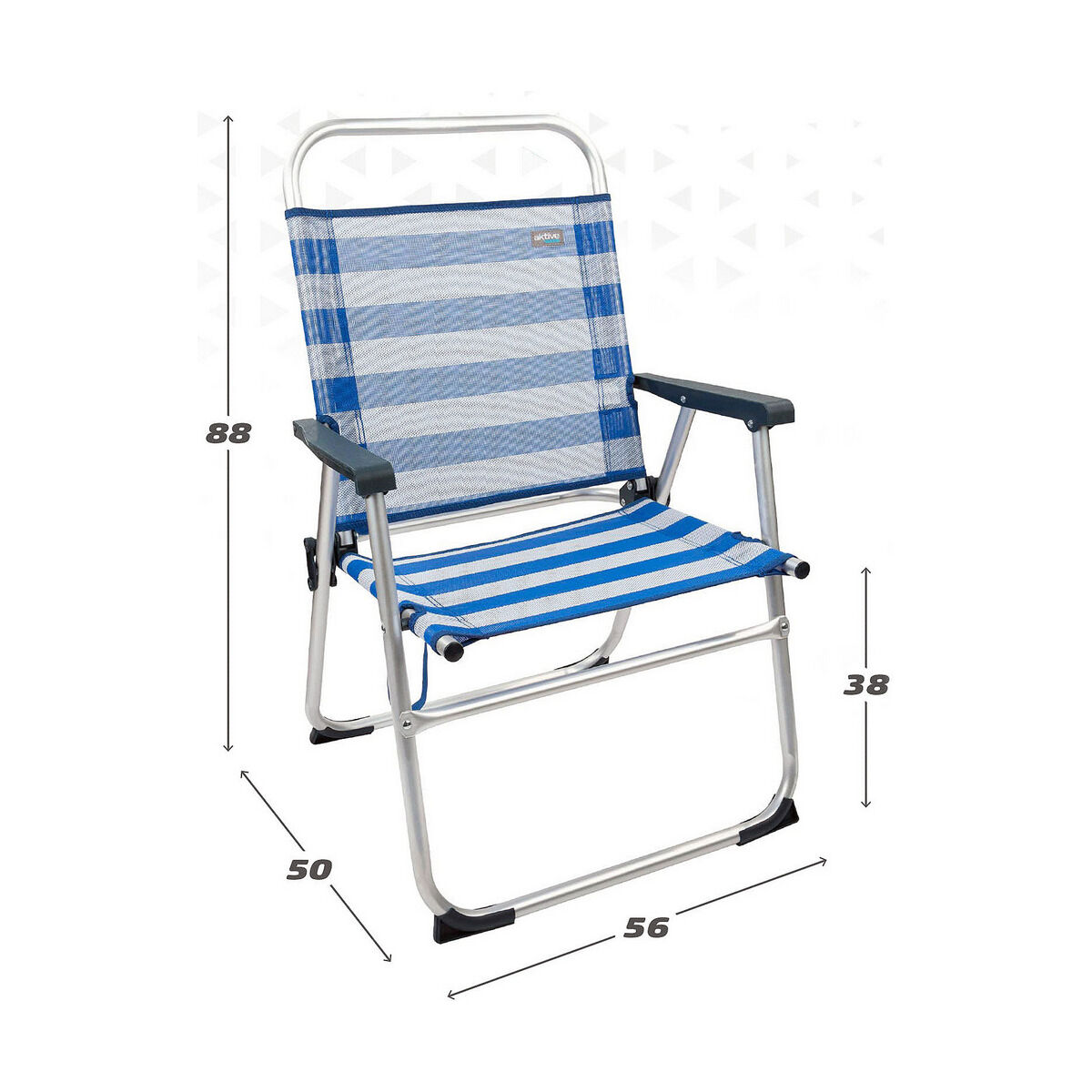 Strandstol Aktive Vit Marinblå 56 x 50 x 88 cm 48 x 50 x 88 cm Sjöman - 3