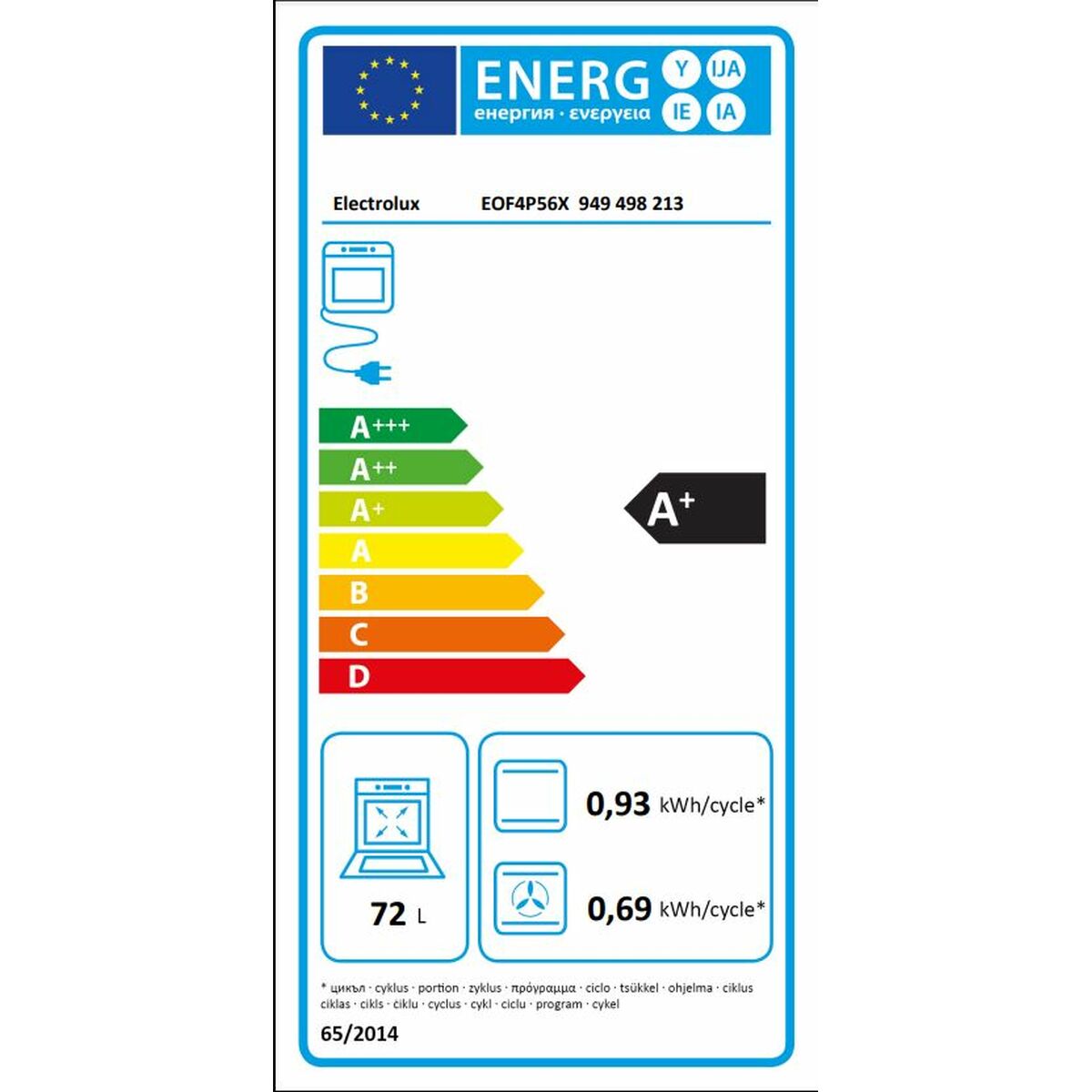 Ugn Electrolux EOF4P56X 2300 W 72 L - 2