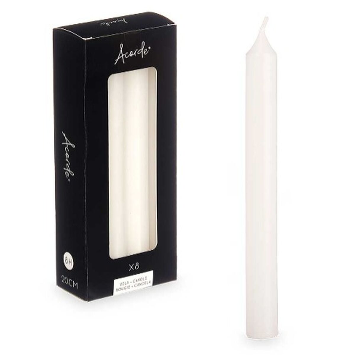 Set med levande ljus Acorde Vit 2 x 2 x 20 cm 8,5 x 21 x 4,5 cm (12 antal) - 4