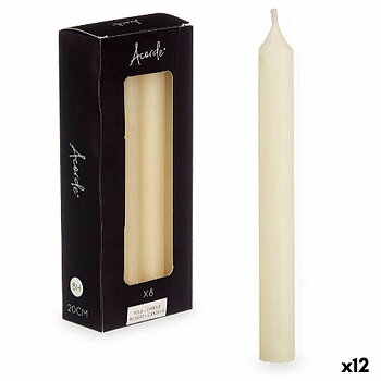 Set med levande ljus Acorde Kräm 2 x 2 x 20 cm 8,5 x 21 x 4,5 cm (12 antal)