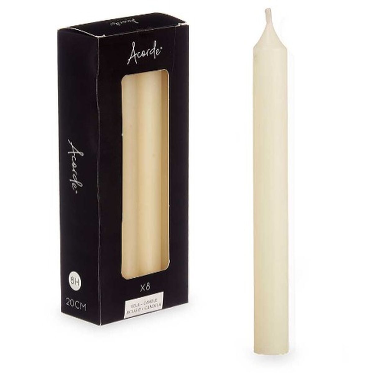 Set med levande ljus Acorde Kräm 2 x 2 x 20 cm 8,5 x 21 x 4,5 cm (12 antal) - 2