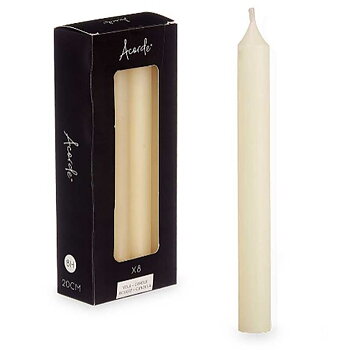 Set med levande ljus Acorde Kräm 2 x 2 x 20 cm 8,5 x 21 x 4,5 cm (12 antal)