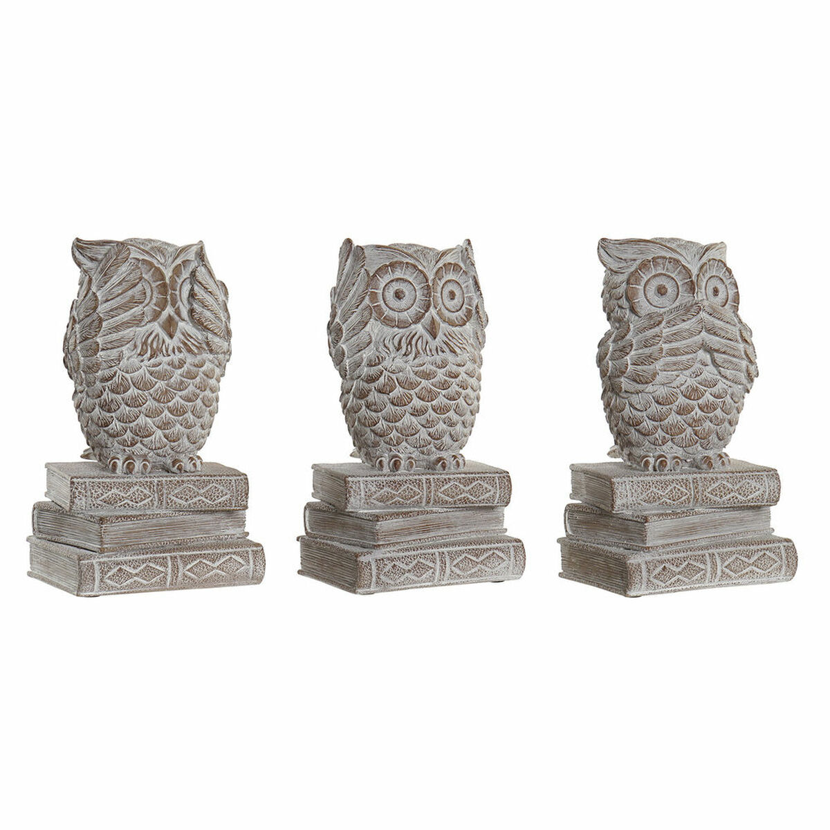 Prydnadsfigur DKD Home Decor Vit Uggla Avskalad 11 x 11 x 20 cm (3 antal) - 7