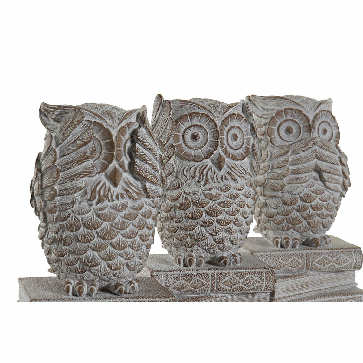 Prydnadsfigur DKD Home Decor Vit Uggla Avskalad 11 x 11 x 20 cm (3 antal) - 8
