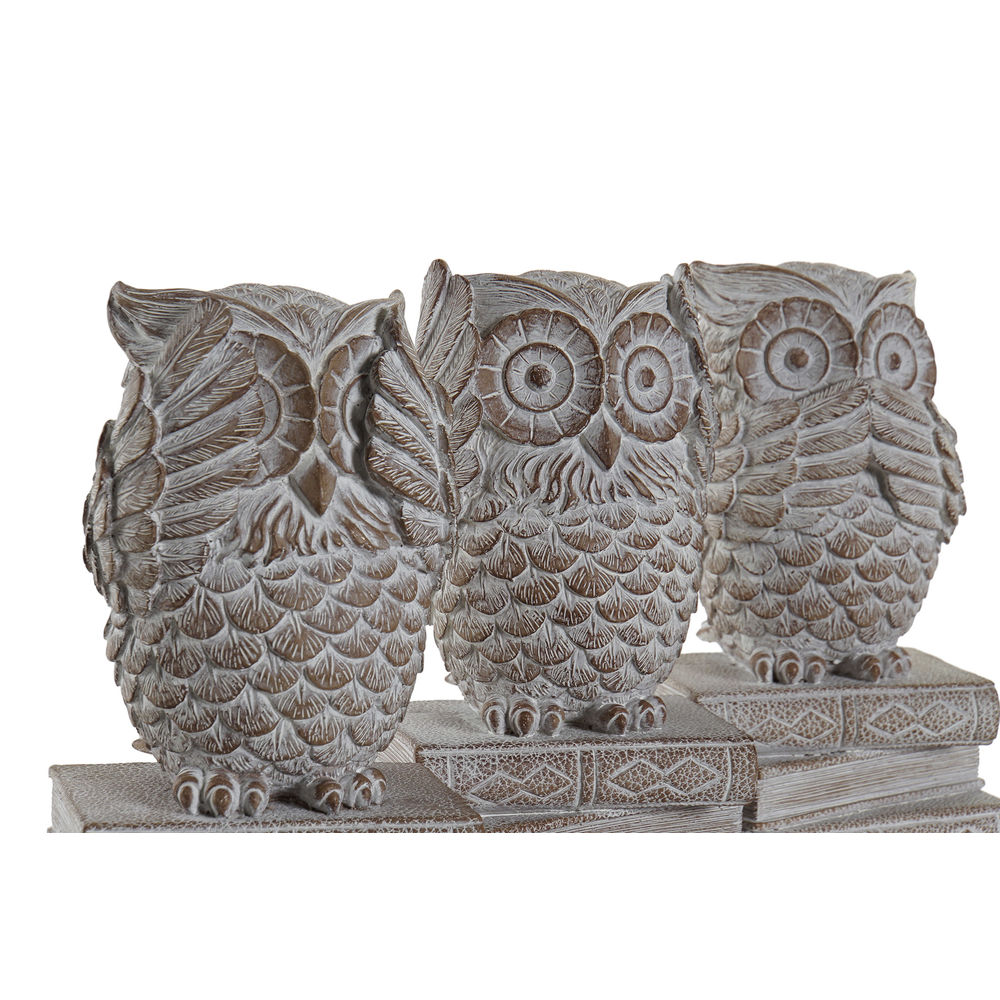 Prydnadsfigur DKD Home Decor Vit Uggla Avskalad 11 x 11 x 20 cm (3 antal) - 3