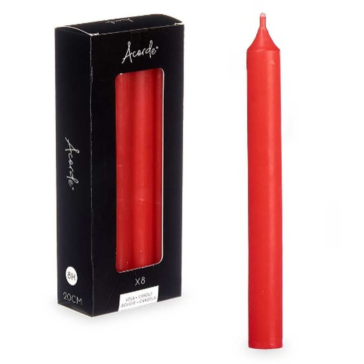 Set med levande ljus Acorde Röd 2 x 2 x 20 cm 8,5 x 21 x 4,5 cm (12 antal) - 2