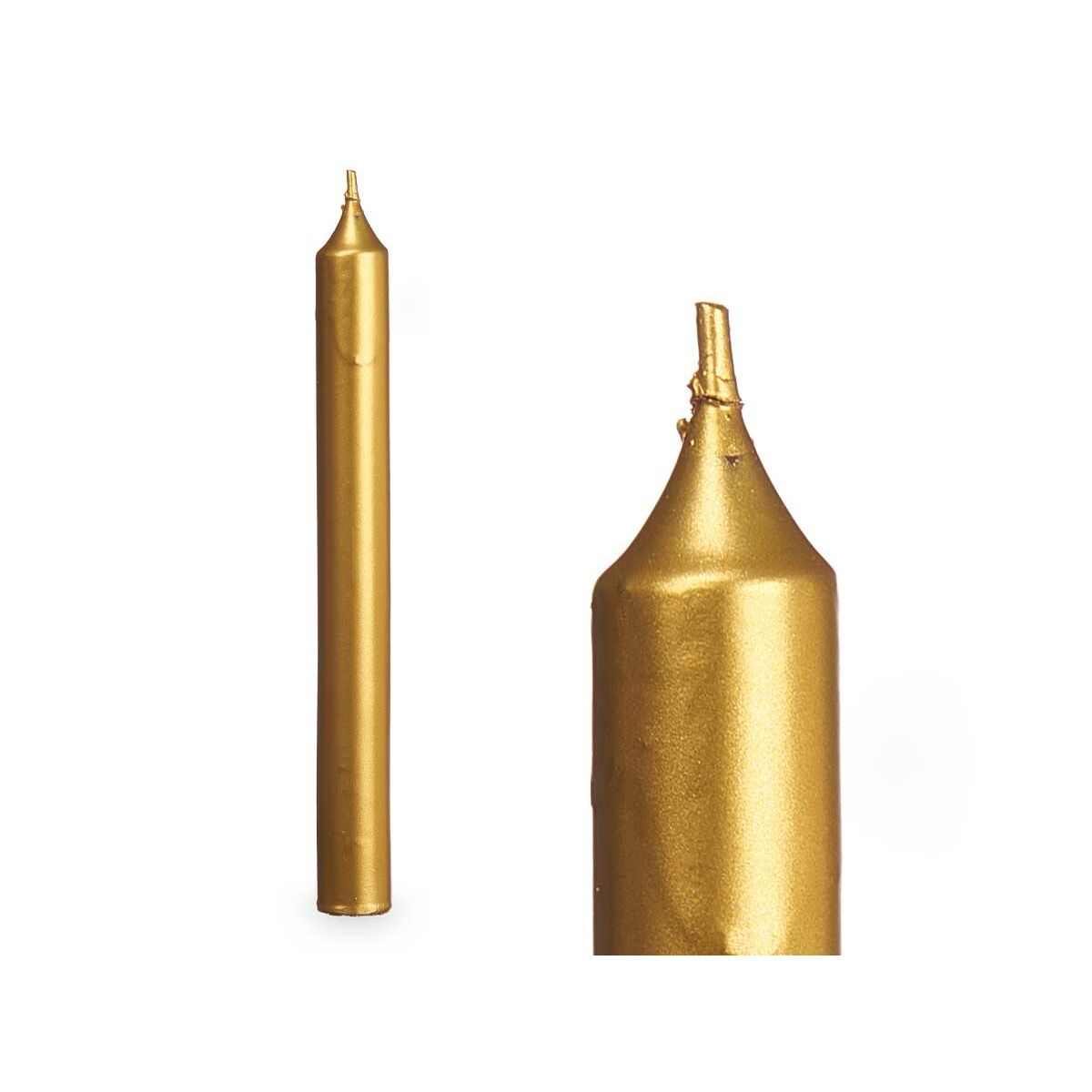 Set med levande ljus Acorde Gyllene 2 x 2 x 20 cm 8,5 x 21 x 4,5 cm (12 antal) - 4