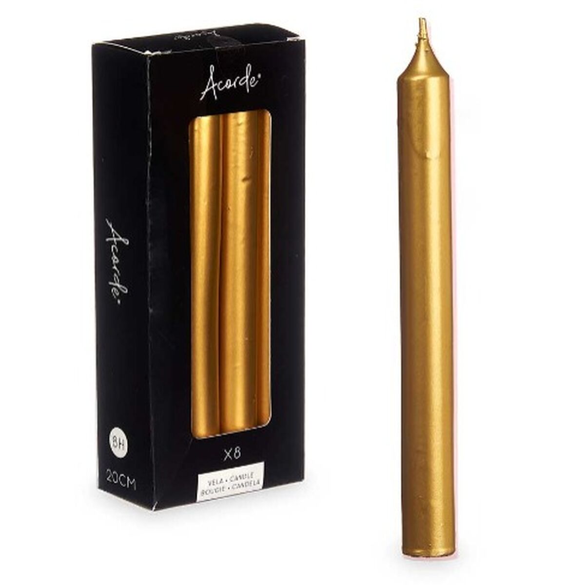 Set med levande ljus Acorde Gyllene 2 x 2 x 20 cm 8,5 x 21 x 4,5 cm (12 antal) - 2