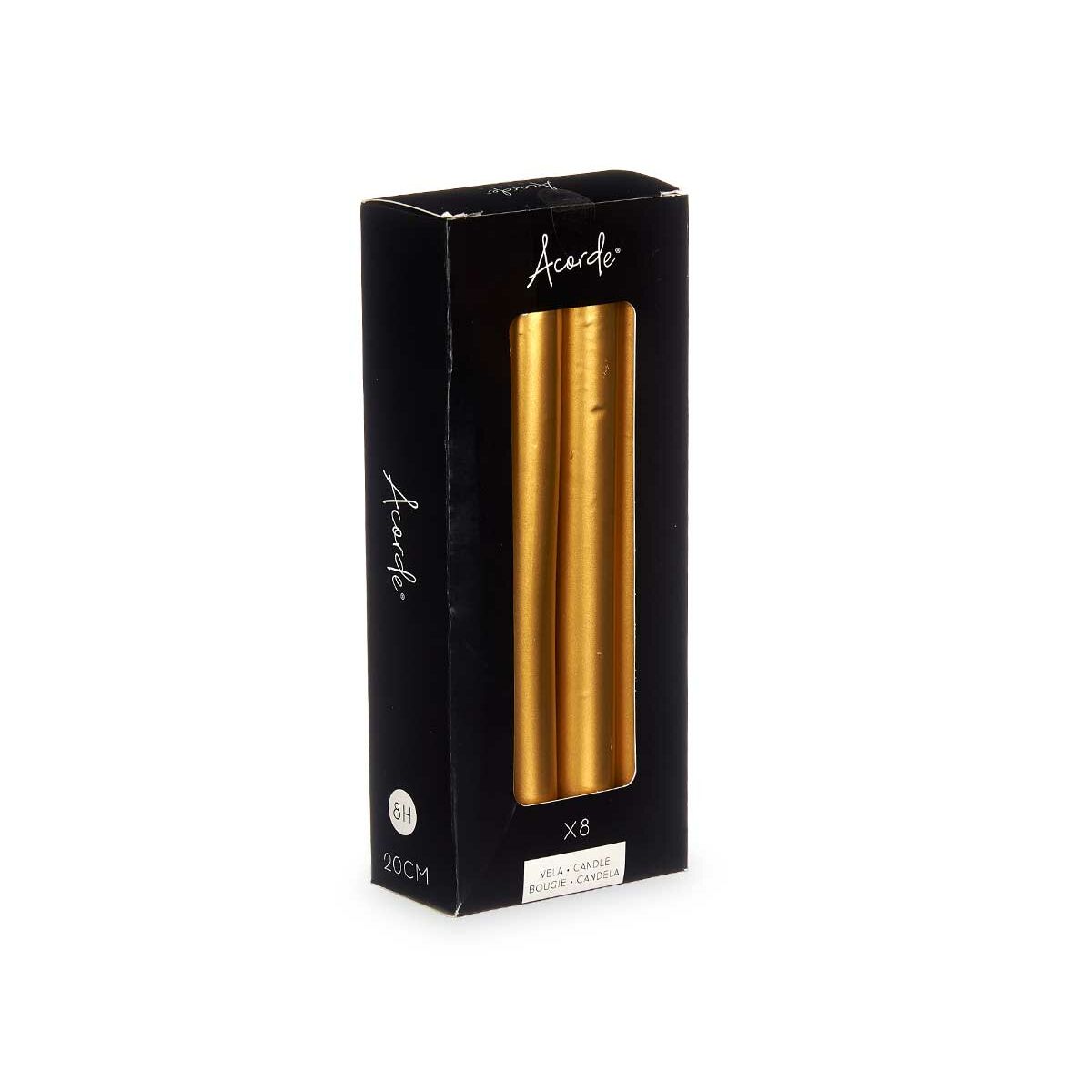 Set med levande ljus Acorde Gyllene 2 x 2 x 20 cm 8,5 x 21 x 4,5 cm (12 antal) - 3