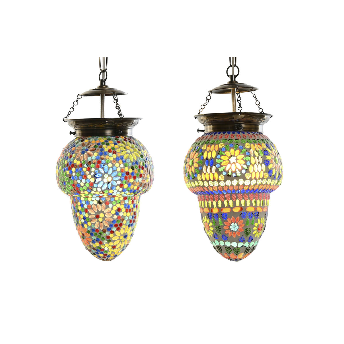 Taklampa DKD Home Decor Glas Metall Multicolour 25 W 20 x 20 x 28 cm (2 antal) - 2