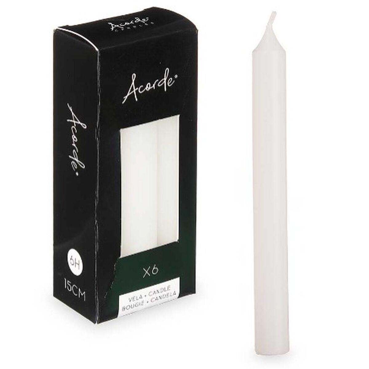 Set med levande ljus Acorde Vit 2 x 2 x 15 cm 6 x 15 x 4 cm (12 antal) - 2