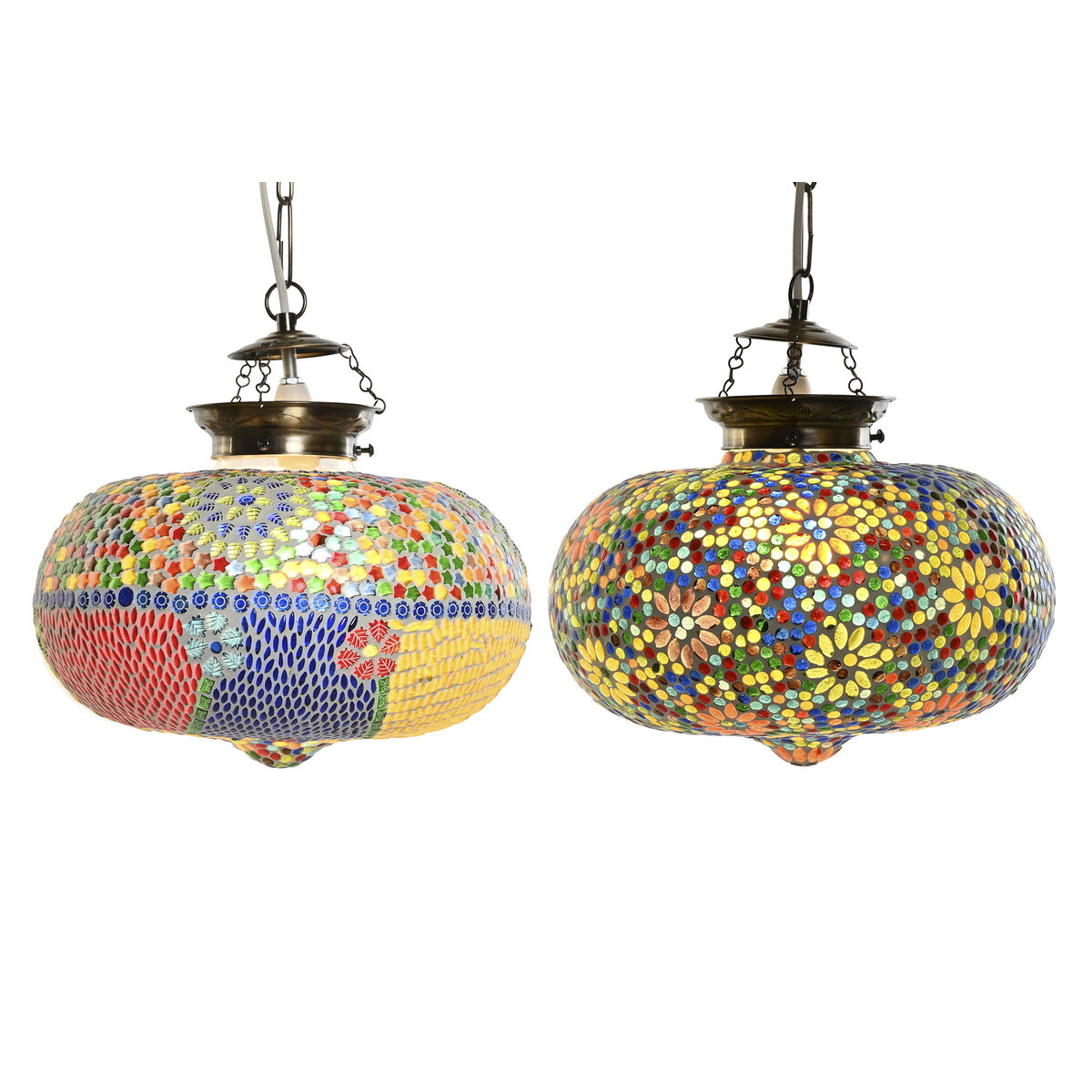 Taklampa DKD Home Decor 32 x 32 x 26 cm Glas Multicolour 25 W (2 antal) - 5