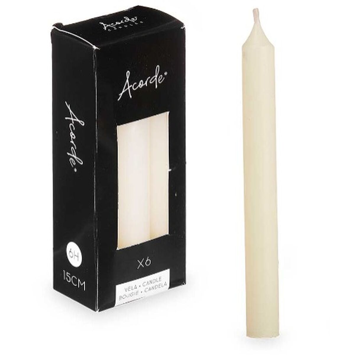Set med levande ljus Acorde Kräm 2 x 2 x 15 cm 6 x 15 x 4 cm (12 antal) - 2