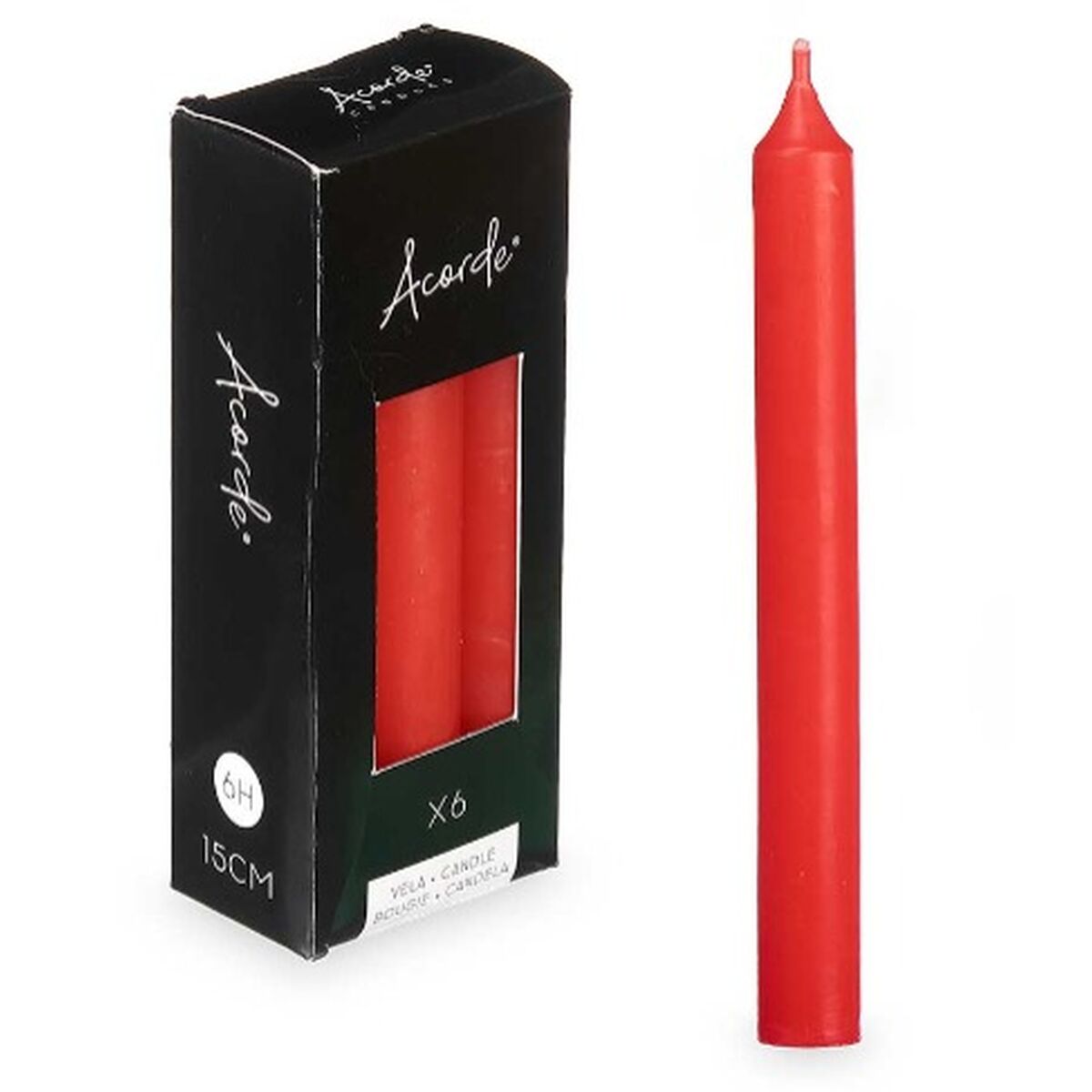 Set med levande ljus Acorde Röd 2 x 2 x 15 cm 6 x 15 x 4 cm (12 antal) - 2