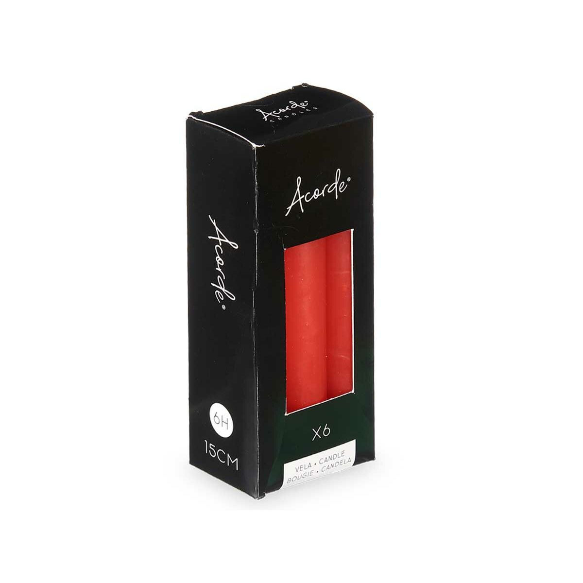 Set med levande ljus Acorde Röd 2 x 2 x 15 cm 6 x 15 x 4 cm (12 antal) - 3