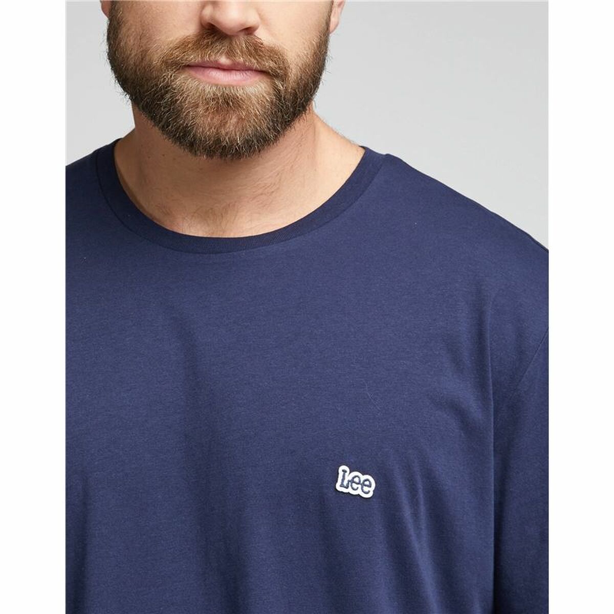 Sporttröja med ärmar Lee Ss Patch Logo  Blå - 5