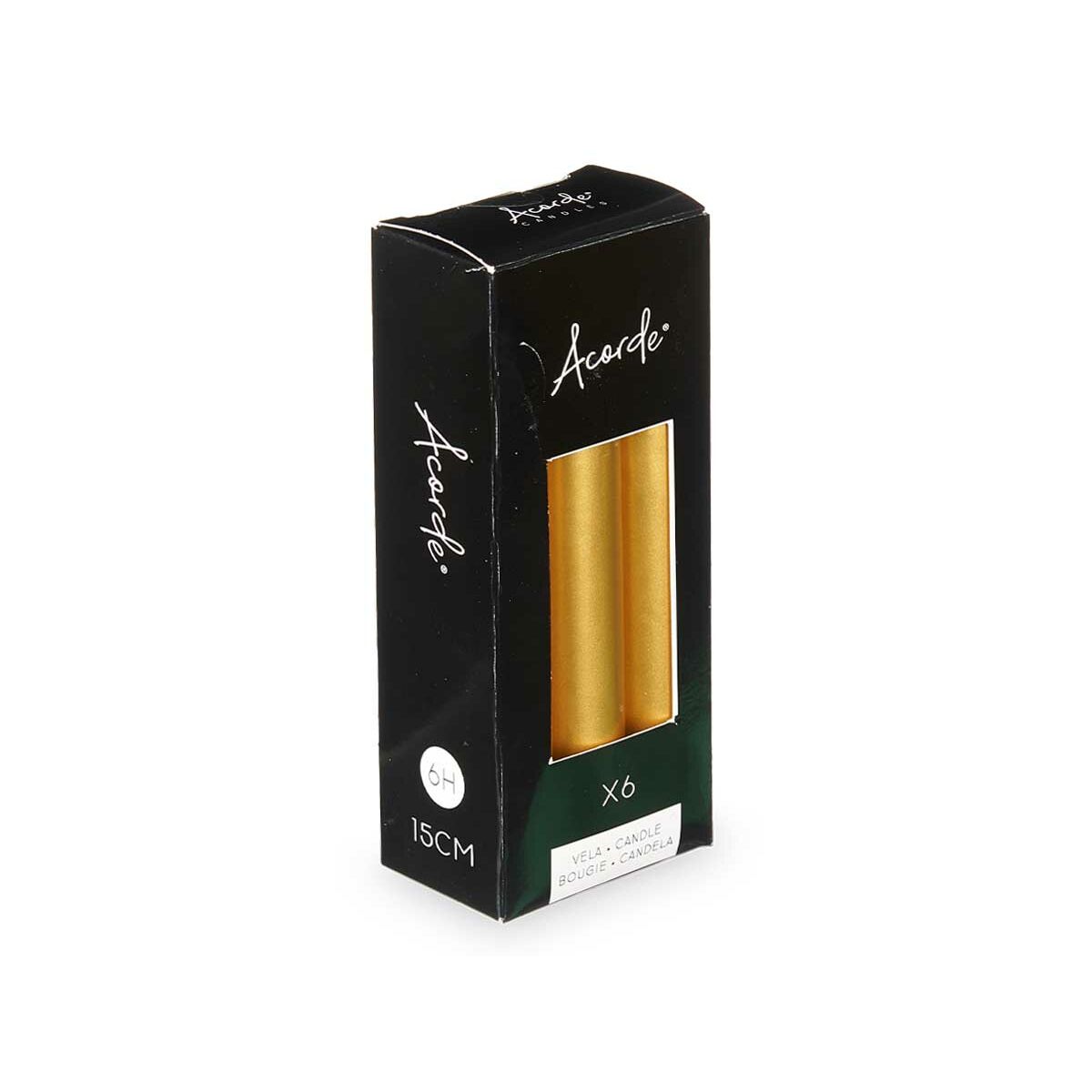 Set med levande ljus Acorde Gyllene 2 x 2 x 15 cm 6 x 15 x 4 cm (12 antal) - 3
