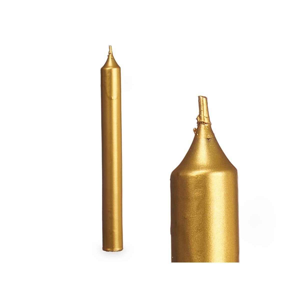 Set med levande ljus Acorde Gyllene 2 x 2 x 15 cm 6 x 15 x 4 cm (12 antal) - 4