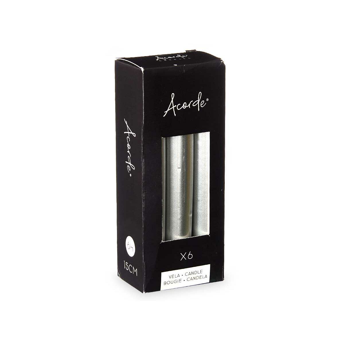 Set med levande ljus Acorde Silvrig 2 x 2 x 15 cm 6 x 15 x 4 cm (12 antal) - 3