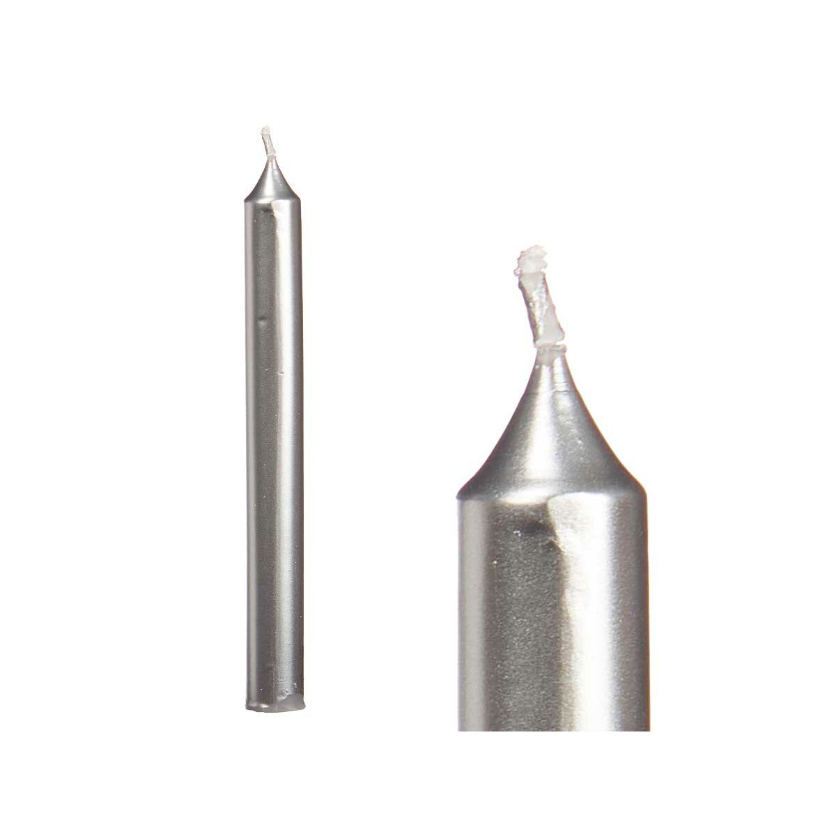 Set med levande ljus Acorde Silvrig 2 x 2 x 15 cm 6 x 15 x 4 cm (12 antal) - 4