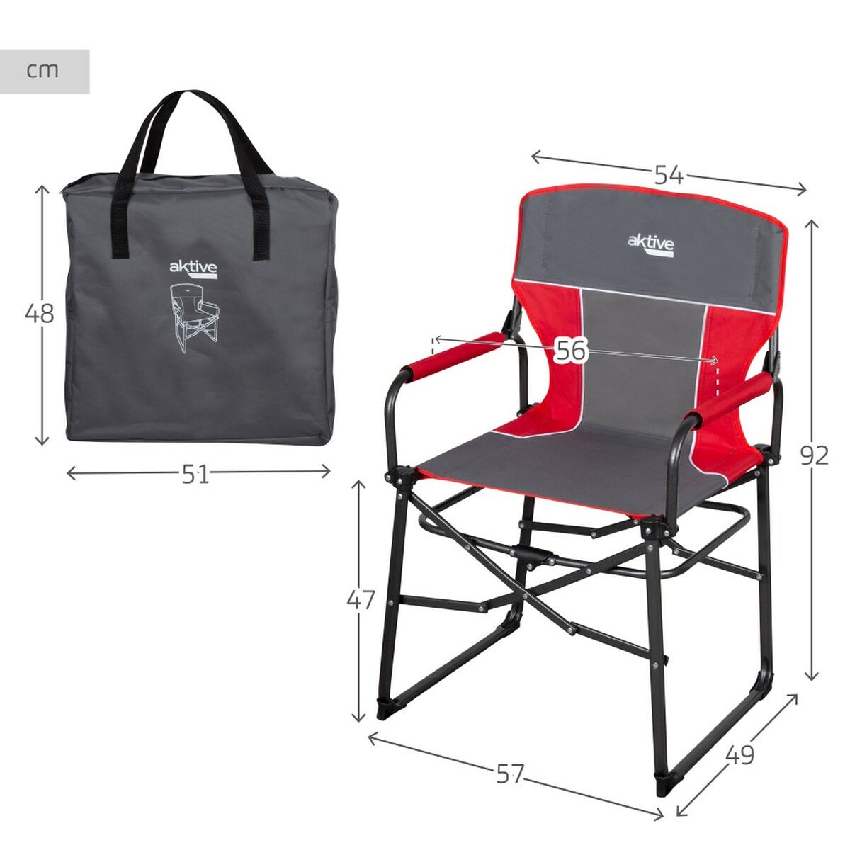 Hopfällbar campingstol Aktive 54 x 92 x 49 cm (2 antal) - 5