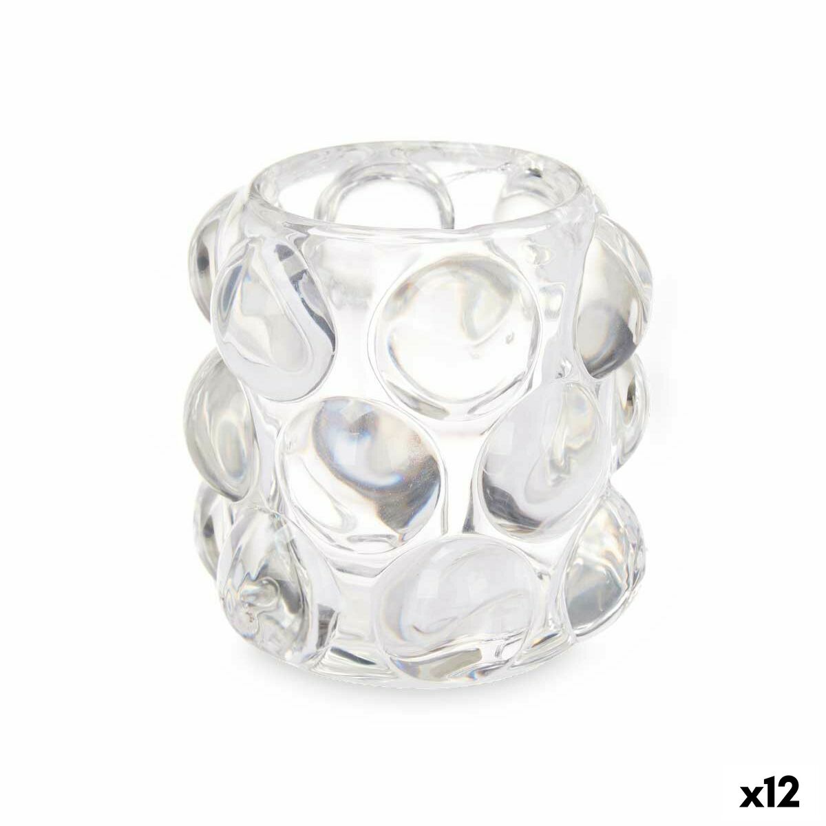 Ljusstakar Gift Decor Transparent Glas 8,4 x 9 x 8,4 cm Mikro-pärlor (12 antal)