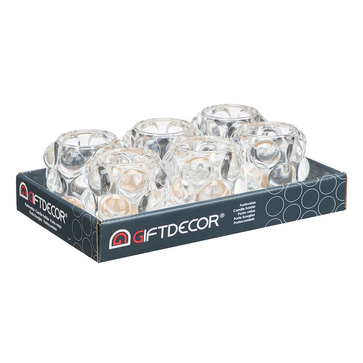 Ljusstakar Gift Decor Transparent Glas 8,4 x 9 x 8,4 cm Mikro-pärlor (12 antal) - 3