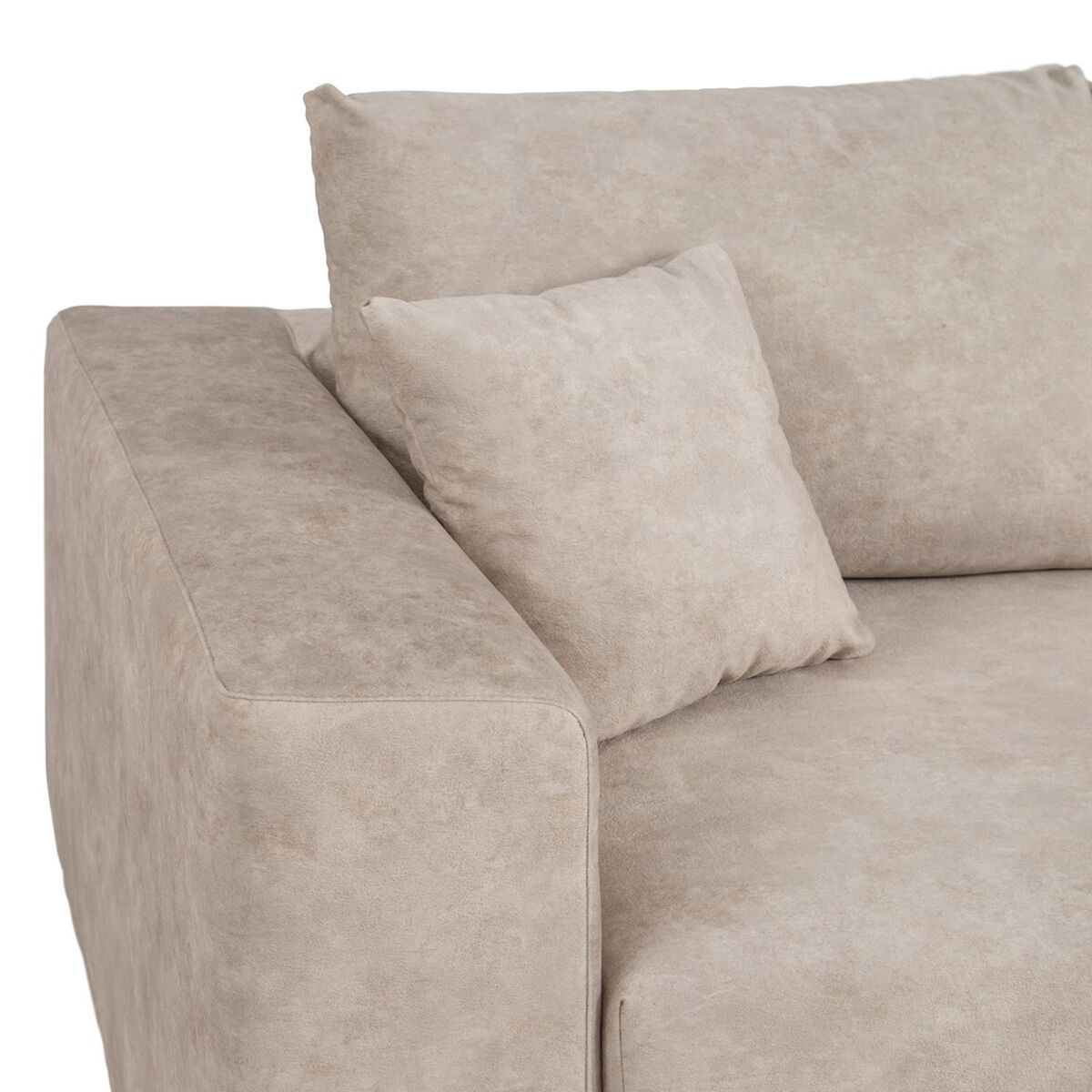 Soffa Beige Fibrer furuträ Skumgummi 206 x 88 x 100 cm - 6